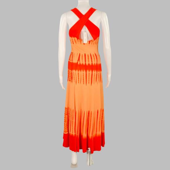 PROENZA SCHOULER Size S Orange Viscose Tie Dye Crossback Maxi Dress - Picture 3 of 7
